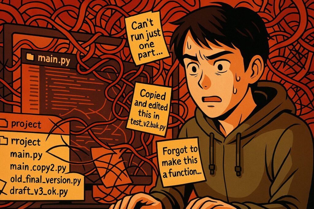 pythonコードがごちゃごちゃしすぎている